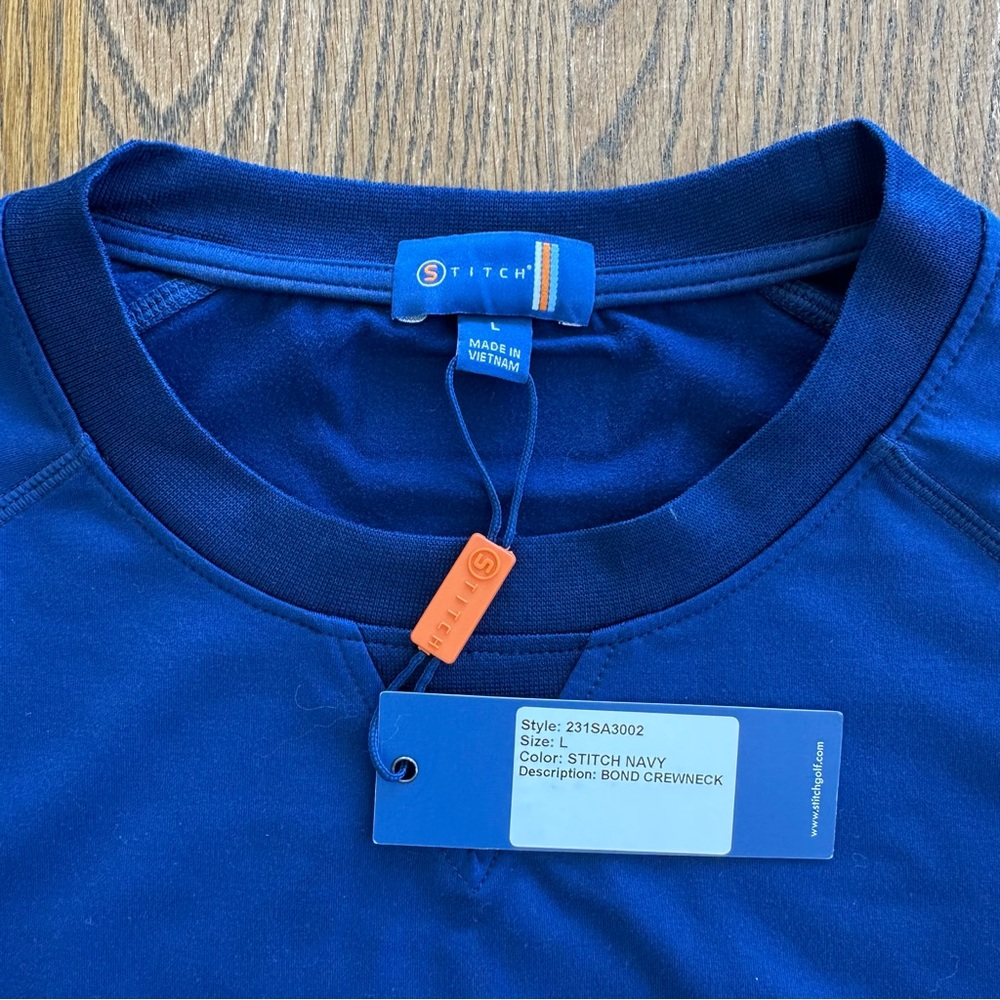 NWT Stitch Golf Crew Neck Sweater Pullover Casual Royal Blue Size Large Men's - Picture 6 of 9